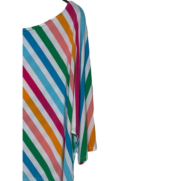 Cato Women Top One Shoulder Striped Blouse Asymmetrical  Multi Colored 14/16 NWT - Picture 7 of 10